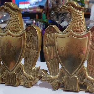 Vintage Brass Eagle Bookends Initials